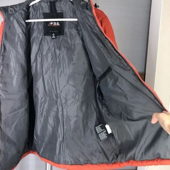 F.O.G by LONDON FOG Orange Quilted Jacket Sz M - Picture 3 of 6